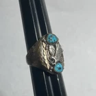Vintage Sterling Silver Native Ring By M.L. Eagle Gold Filled on Copper - K2