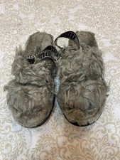 UGG Funkette Faux Fur Slingback Platform Slippers Olive Green Women  s NWOT