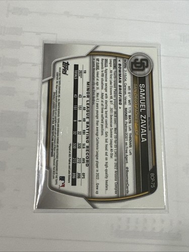 2023 BOWMAN PROSPECT CHROME LUNAR GLOW SAN DIEGO PADRES SAMUEL ZAVALA #BCP-75 - Bild 3 von 3