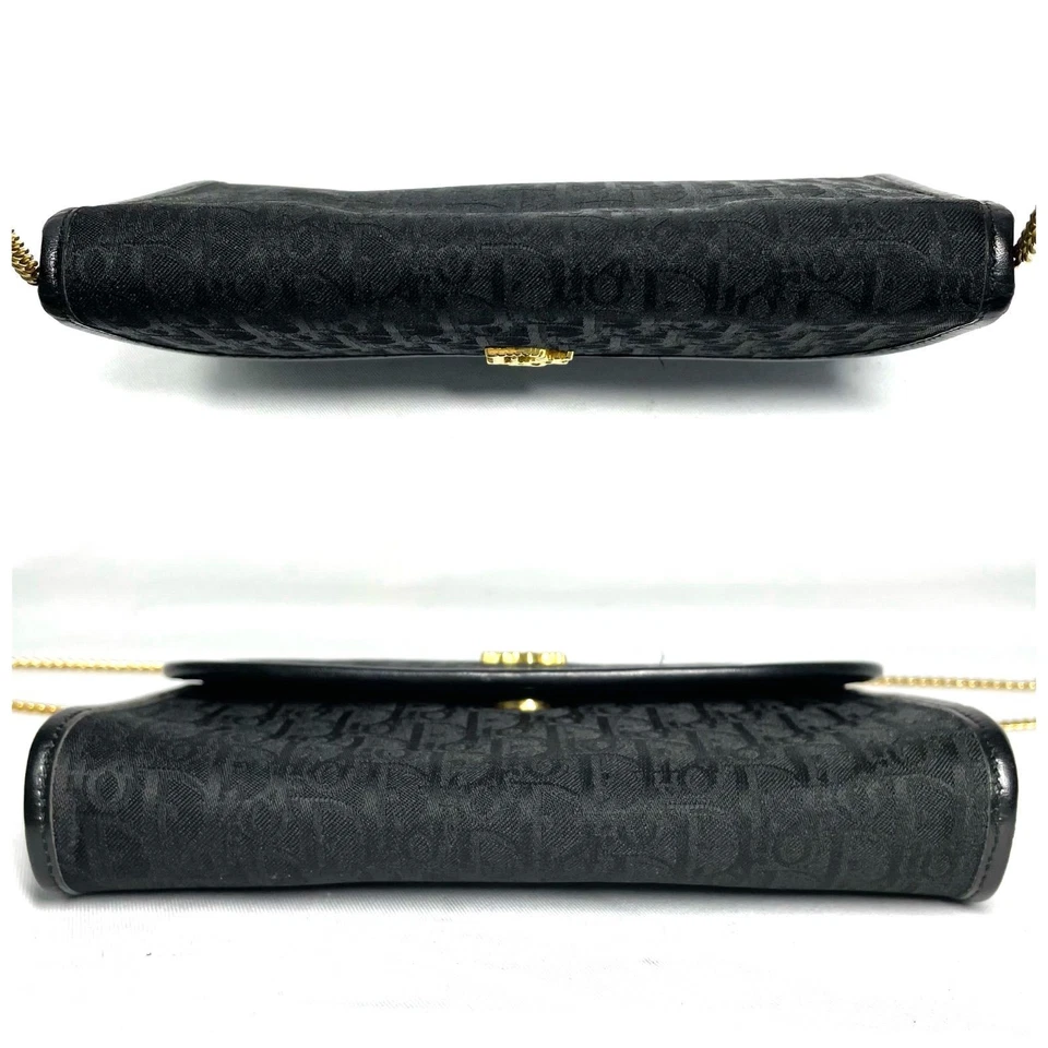 Bolso Bandolera CHRISTIAN DIOR Logo Trotter Cadena Lona Cuero Negro Foto 4 de 4