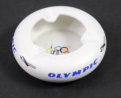 Olympic Airways Keramikos Mid-Century Modern Ceramic Ashtray 5'' Aviation Logo