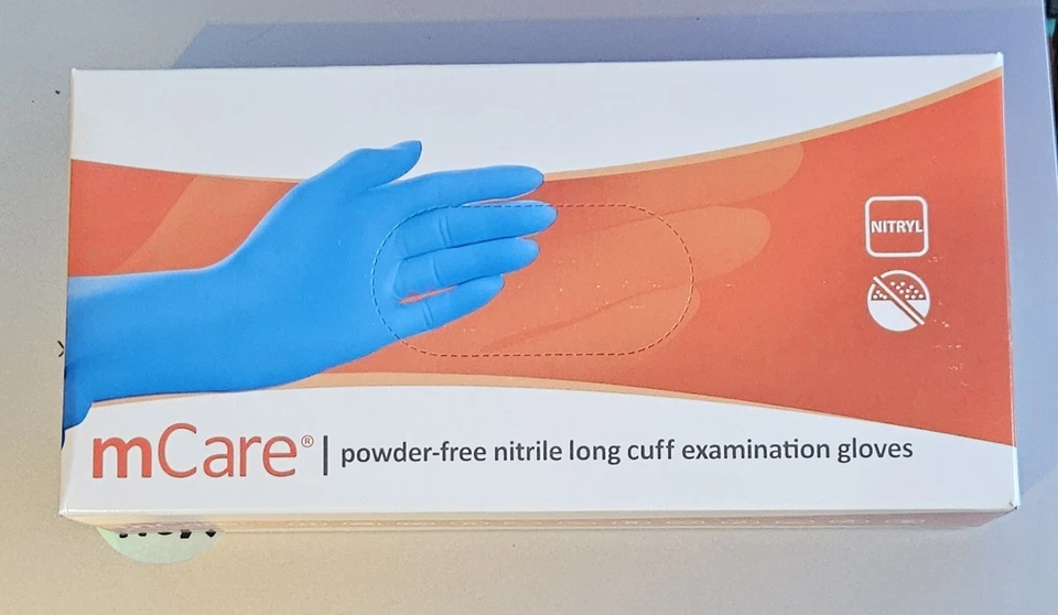 NITREX mCare powder free nitrile long cuff examination gloves- large