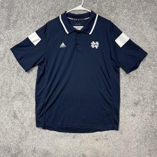Notre Dame Fighting Irish Polo Shirt Mens XL Blue NCAA Football Adidas Climalite