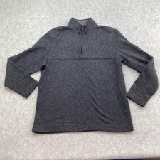 Van Heusen Sweater Mens Large Gray 1/4 Zip Mock Neck Pullover Knit Flex