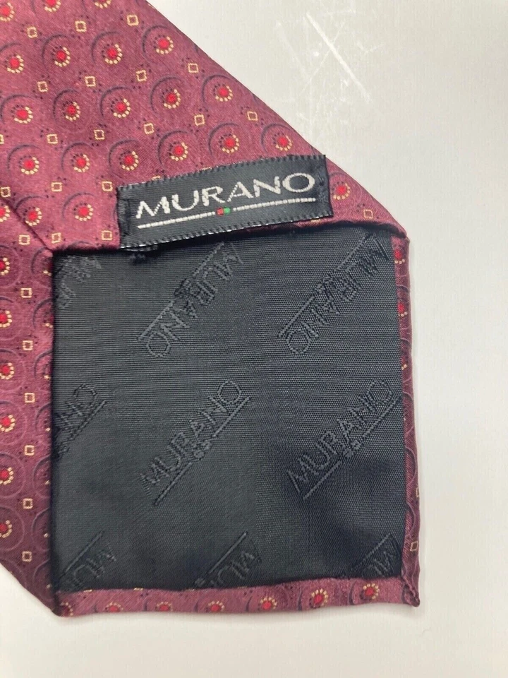 Corbata formal de Murano para hombre 59"Lx3,75"W rojo/dorado Foto 2 de 4