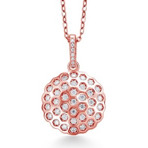 Authentic Dried Lotus Flower Design 18K Rose Gold Plated Silver Pendant with Chain Set