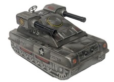 Vintage Tin Litho Friction Hisimo US Army Tank M-105 Toy 2 Guns Japan  Parts