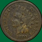 1880 Indian Head Cent Fine F Coin #35346