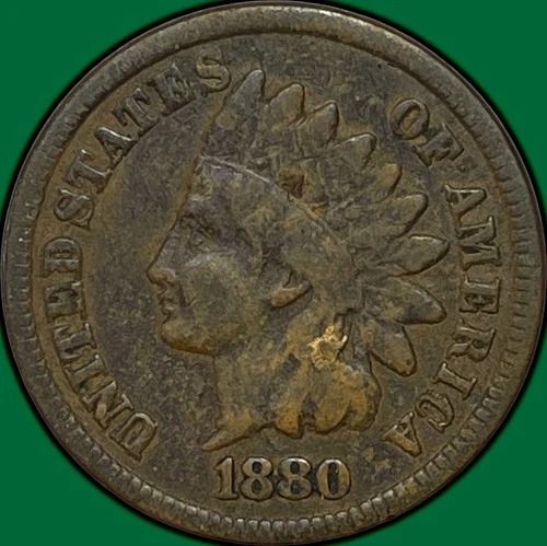 1880 Indian Head Cent Fine F Coin #35346