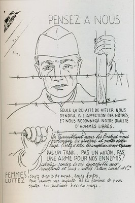 1944 Affichette Ron Ot E Illustr E De La R Widerstand Pensez Nous Vintage Kunstdruck