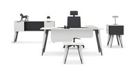 Arbeitszimmer Schreibtisch BüRoschrank Kommode Couchtisch Weiß- Schwarz