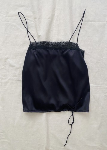 theory black stretch silk spaghetti strap camisole small