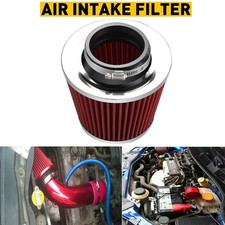 Universal Air Kit Induction Filter Sports Car Chrome Cone Finish Red 76mm 3" New