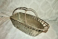 Vintage 1940s French Silverplate Wine Server Woven Basket Handle Champagne