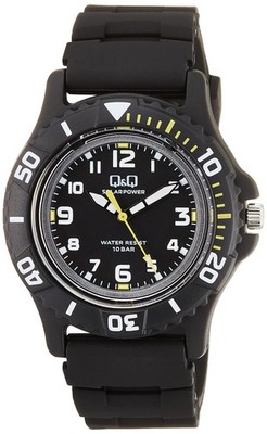 Q&Q Men's Black Wristwatch, Water Resistant to 10 ATM, E02A-001VK