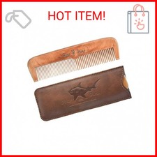Wooden Hair Combs for Men,Men's Wood Beard Comb with Leather Travel Case,Mens Co
