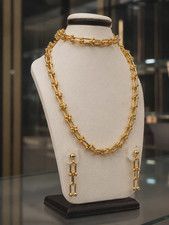 Gold Tone Fashion Jewelry Set for Women Necklace, Bracelet Earrings