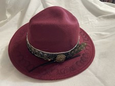 Maroon Suede Fedora Hat Unisex