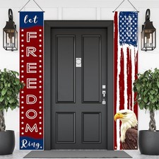 Large 4th of July Door Banner Porch Signs Decoration Patriotic Memorial Day In
