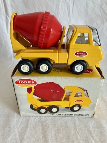 VINTAGE! Tiny Tonka Cement Mixer No. 575 steel metal toy truck in box 1970s USA