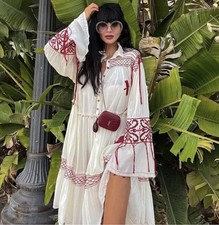 ZARA ECRU RED EMBROIDERED MIDI BOHO LIMITED EDITION. 2903/200 £289. SIZE  M/L