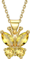 18k Gold Plated November Birthstone Butterfly Necklace Women Wife Jewelry Gifts