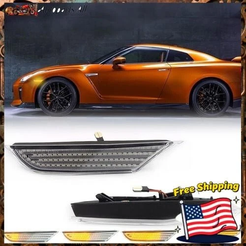 2x LED Seqeuntial Blinker Side Marker Fender Light For Nissan GTR R35 Coupe GT-R - Imagem 3 de 4