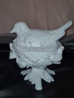 Vintage Westmoreland Milk Glass Bird on Nest Covered Candy Dish Or Trinket Dish