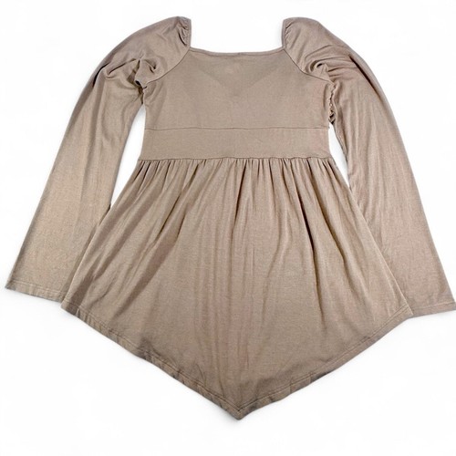 Top Babydoll Sanjoy Vintage Y2K Lentejuelas Mujer L Hada Coqueta Hanky Dobladillo Moca - Imagen 5 de 6
