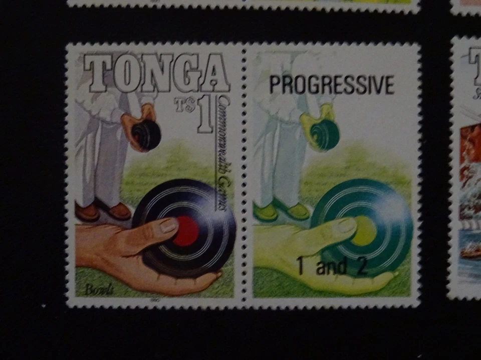 Estampillas de Tonga SG1065/68 Juegos de la Commonwealth Auckland 4+4 etiquetas (progresivas) 1990 Foto 4 de 4