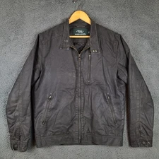 Rodd & Gunn Jack Jacket Mens Medium Black Cotton Blend Twill Full Zip Utility