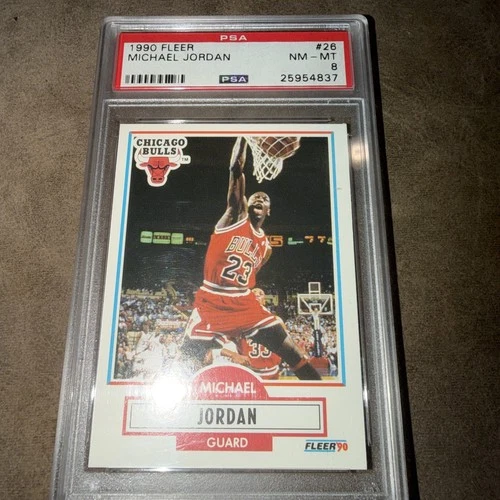 1990 Fleer Michael Jordan PSA NM-MT 8 Basketball Card #26 NBA HOF Chicago Bulls