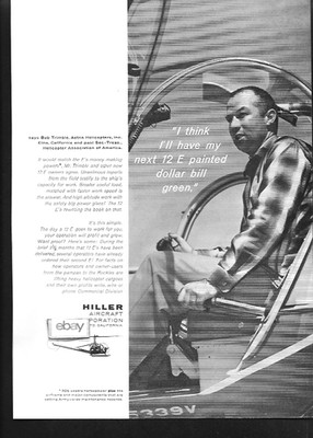 HILLER AIRCRAFT COMPANY 1960 I'LL HAVE MY NEXT 12 E PAINTED IN MONEY GREEN AD