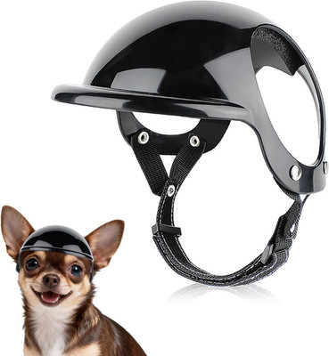 Extra Small Dog Helmet with Ear Holes - Adjustable, Lightweight, Hard Black
