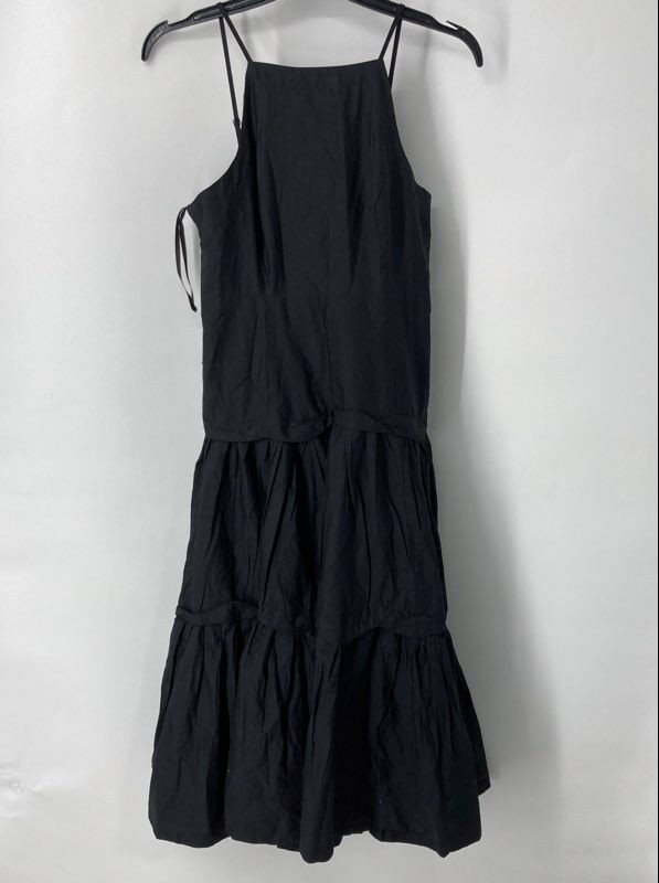 Maeve By Anthropologie Womens Black Cotton Tiered Midi Fit & Flare Dress Size PS