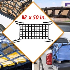 50"x42" Heavy Duty Trailer Pickup Truck Bed Cargo Net Cover Cam Buckles &S-Hooks