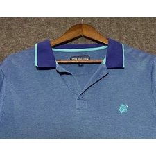 Vilbrequin polo shirt mens Large cotton collar lettering blue preppy