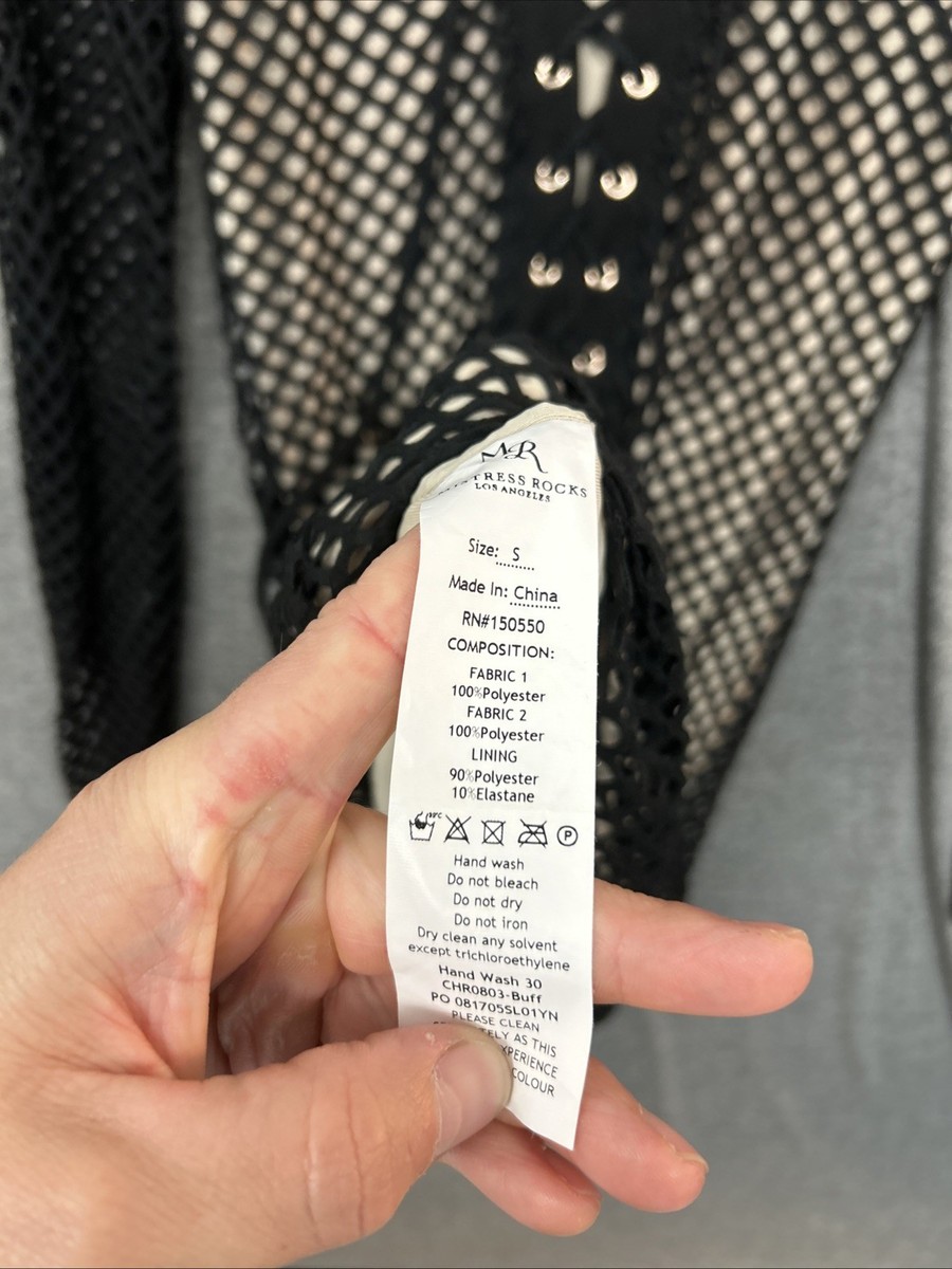 【ハッピー】 Mistress Rocks Women Small Fishnet Dress Lace Up Body Con Long