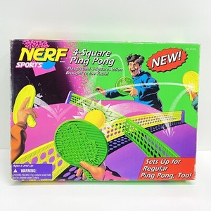 Nerf Sports 4 Square Ping Pong Table Top Game In Box (Only 2 Paddles) Vintage