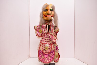 Antike chinesische Opernpuppe Puppe in aufwendig bestickter Seidenkleidung Vintage *