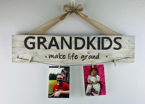 Bild Hängebrett Enkelkinder Make Life Grand handgefertigte wiedergewonnene Palettenfarbe - Bild 3 von 12