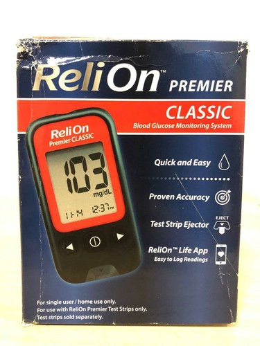 RELION PREMIER CLASSIC BLOOD GLUCOSE MONITORING SYSTEM (damage box not sealed) - Picture 1 of 4