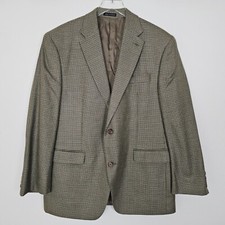 Ralph Lauren Mens Jacket 42R Brown Houndstooth Single Breasted Pockets Blazer