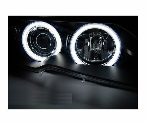 headlights for BMW E46 2003 2004-2006 coupe cabrio angel eyes CCFL black LHD - Picture 3 of 4