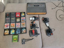 video game consoles and 17 games included. Also 5 joysticks. 
