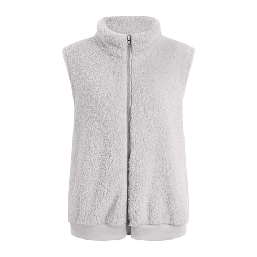 Womens Fuzzy Fleece Vest Casual Warm Sleeveless Zip Up Sherpa Jacket with Pocket - Picture 11 of 37