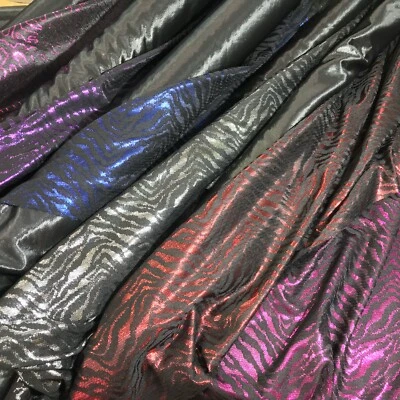 Premium Bonded LACE Satin Fabric Zebra Skin Pattern Bridal Party Wear 150cm Wide - Image 1 of 3