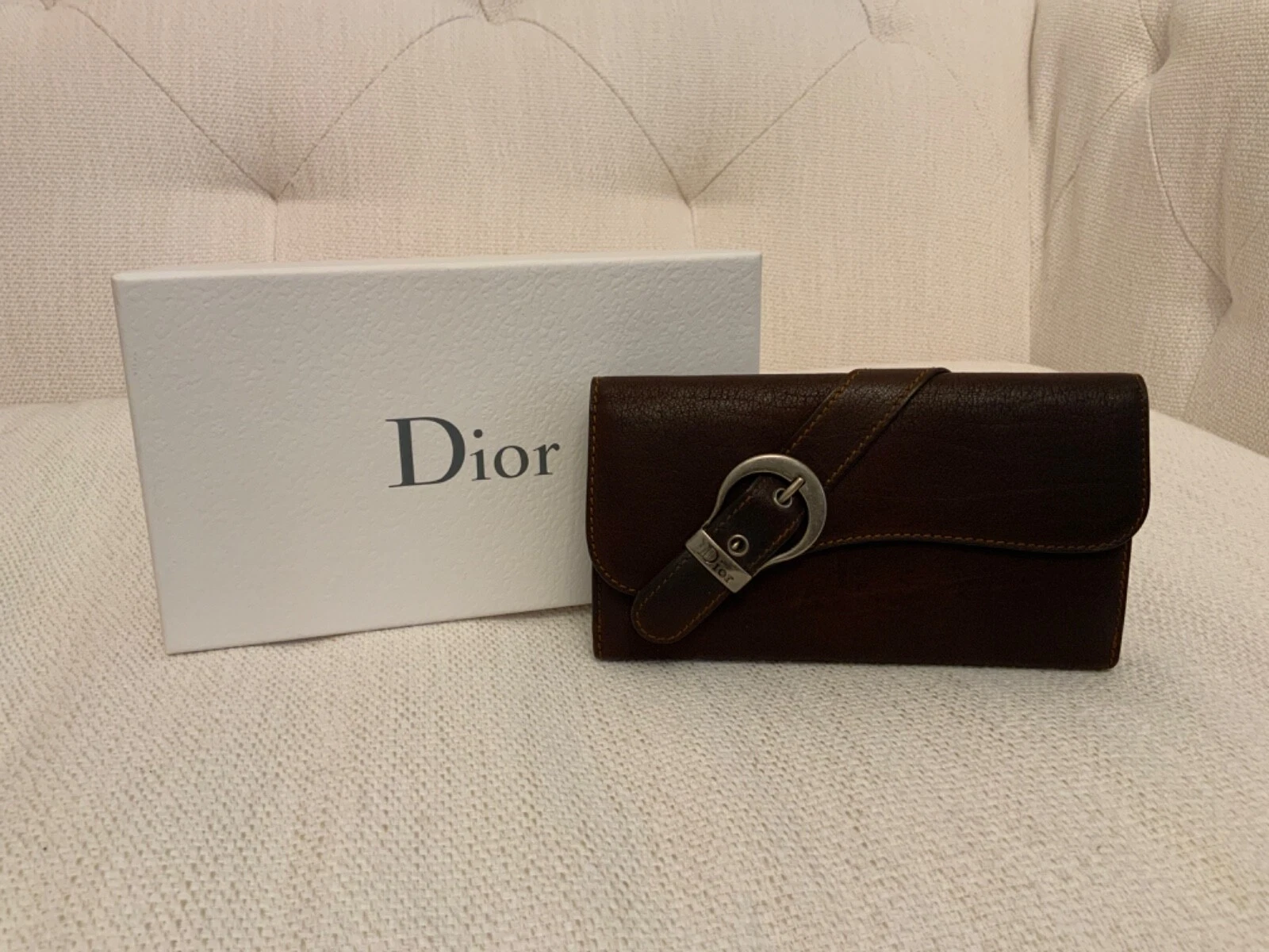 BNWOT Vintage John Galliano DIOR Brown Gaucho Wallet with Receipt