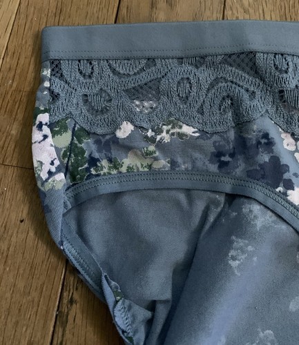 Plus Size 26/28 Lane Bryant Cacique Hipster Cotton Panty Lace Dusty Steel Blue - Picture 2 of 6