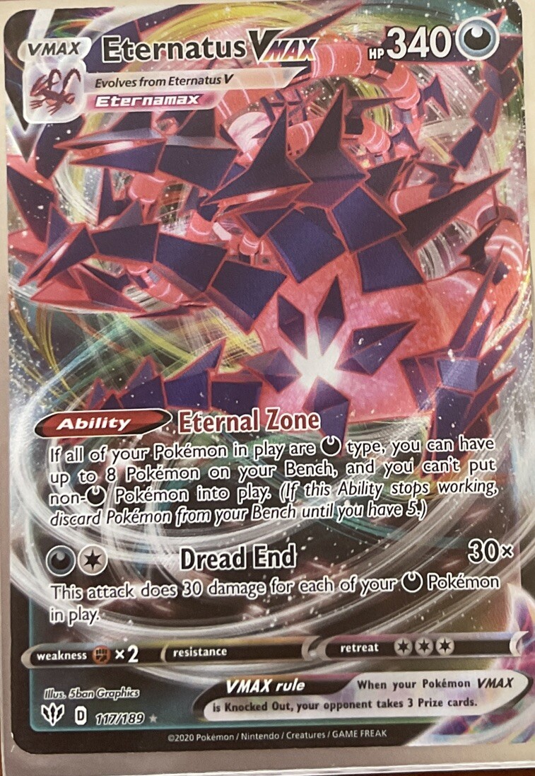 Pokémon TCG Eternatus VMAX Darkness Ablaze 117/189 Holo Ultra Rare